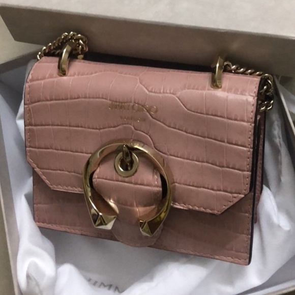 Jimmy Choo Mini Paris Blush Croc Embossed Leather Super Mini Bag - Picture 1 of 1